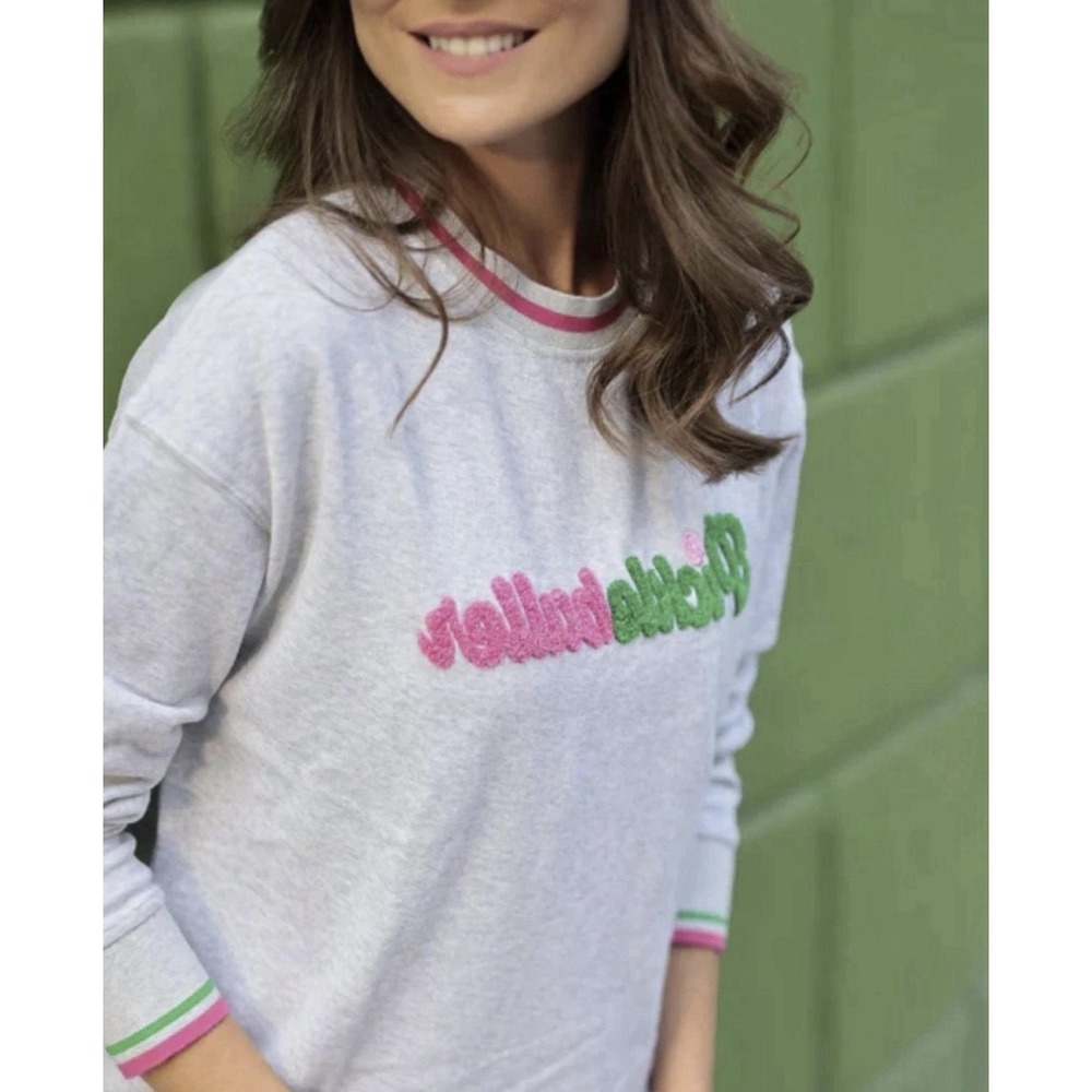Shiraleah Pickleballer Sweatshirt Size L Pink Green Preppy Country Club - Picture 2 of 13